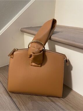 a new day Tan Knot-Handle Mini Crossbody with Gold Ring